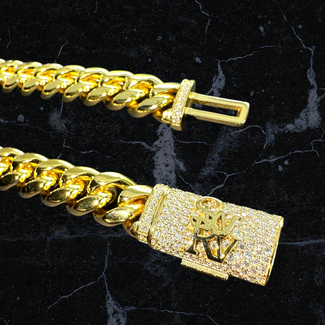 10MM CUBAN BRACELET WITH DIAMONDS - Pre Order