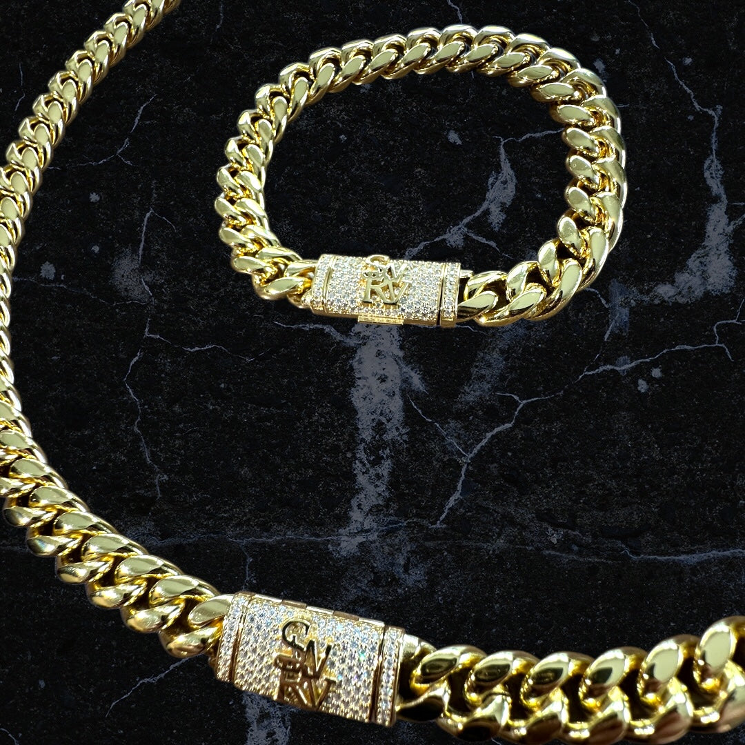 10MM CUBAN BRACELET WITH DIAMONDS - Pre Order