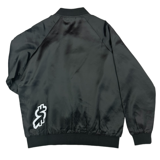 Black Satin Bomber