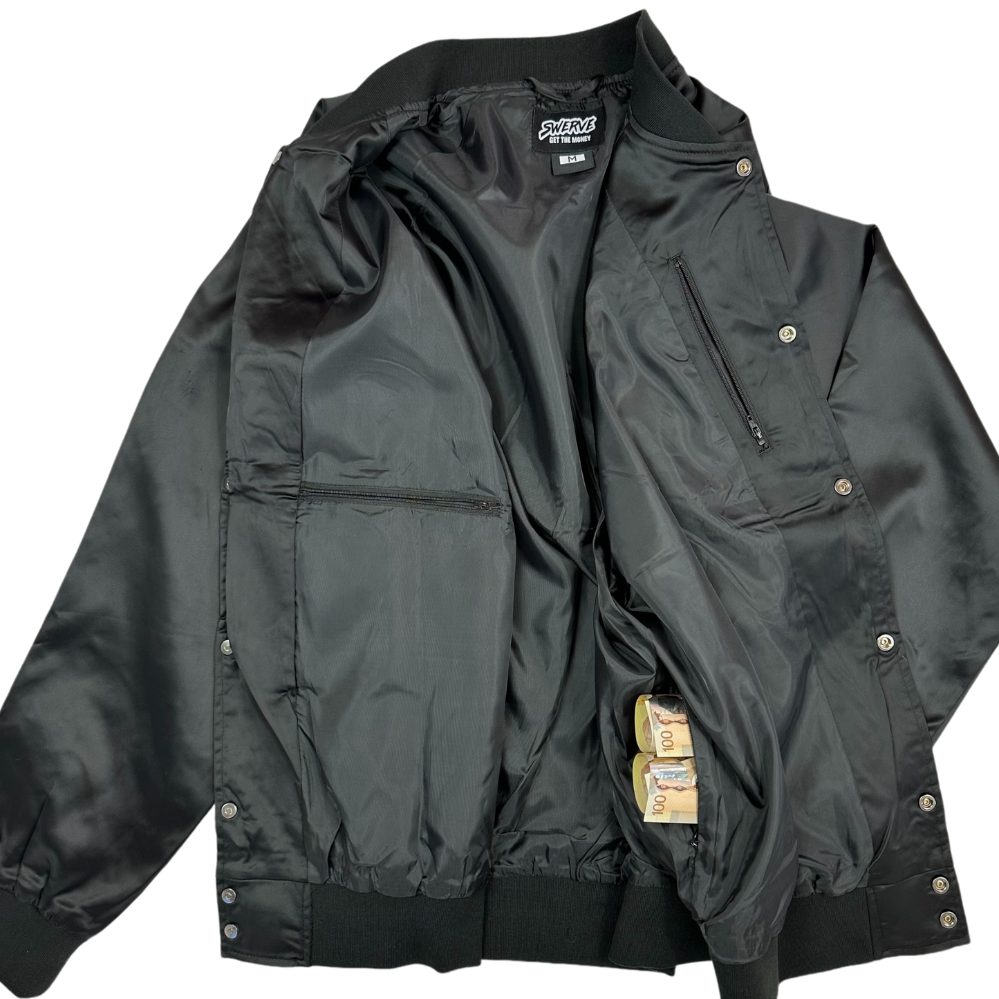 Black Satin Bomber
