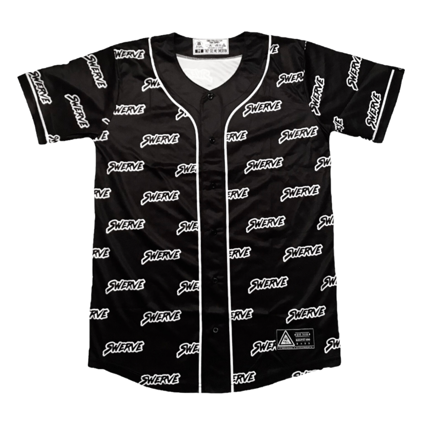 BLACK SWERVE PRINT JERSEY